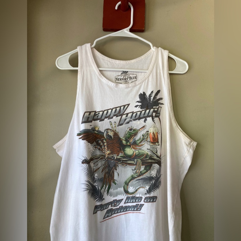 FINAL PRICE Newport Beach Happy Hour Party Like An Animal Graphic Tank Men's L - Picture 3 of 7